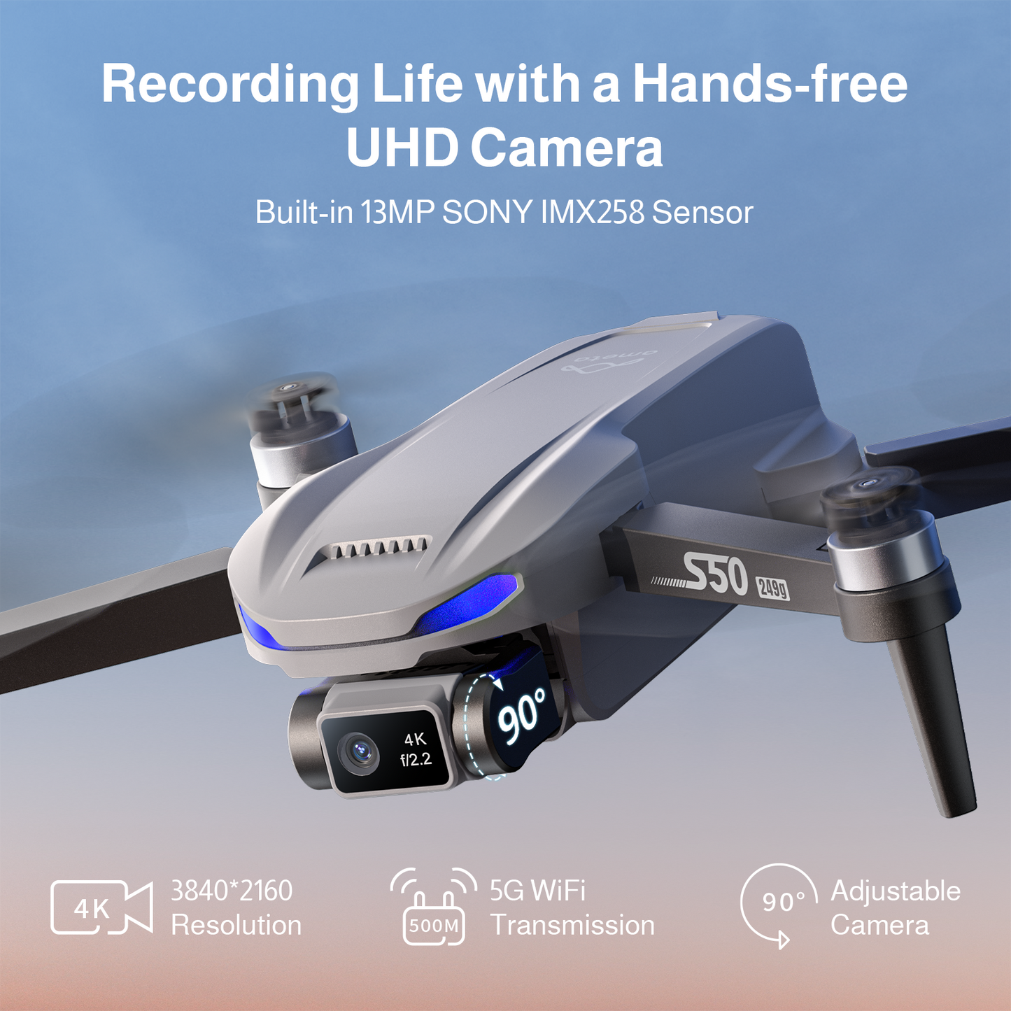 AMETA S50 LITE 4K Camera GPS Drone