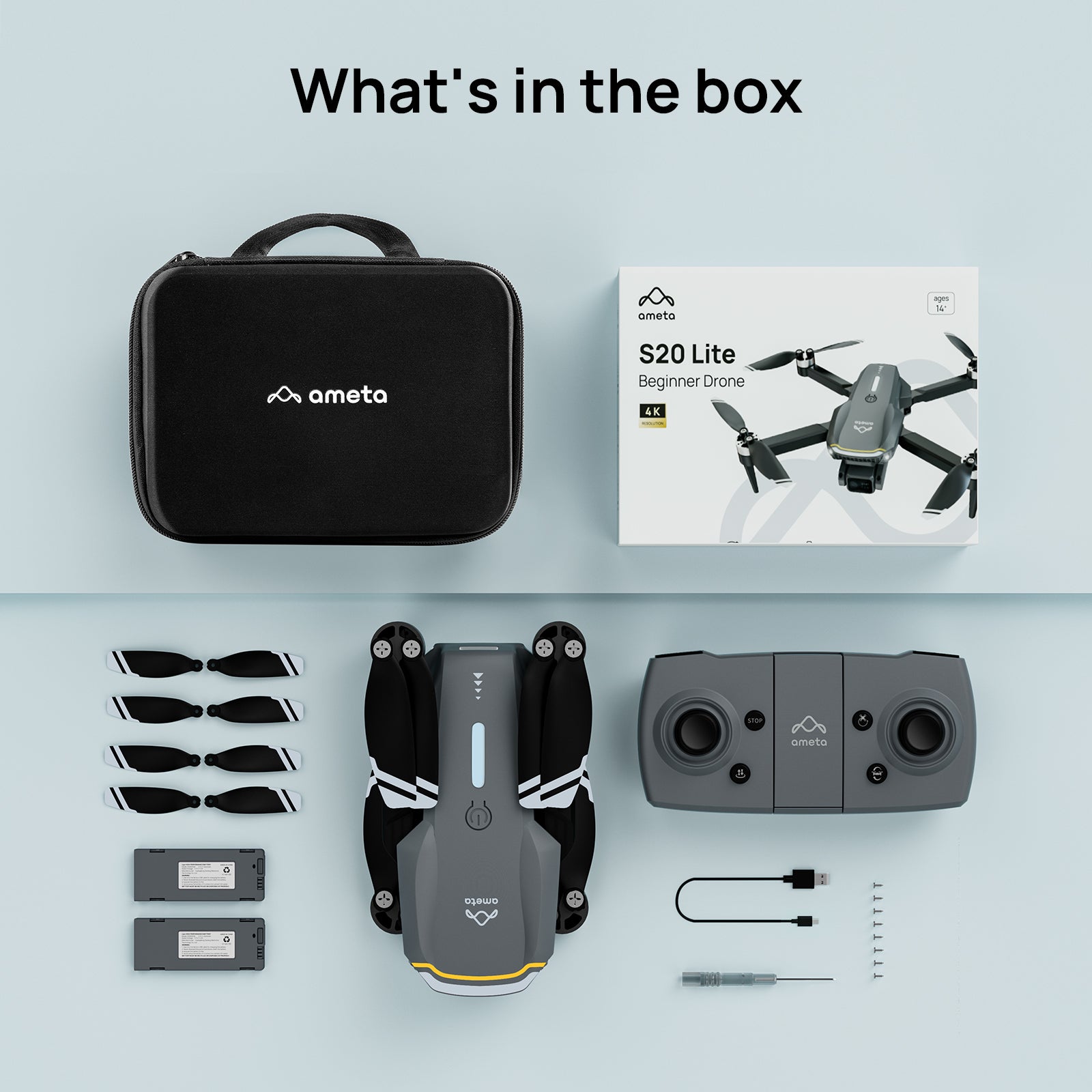 AMETA S20 Lite Beginner Drone with 4K UHD Camera