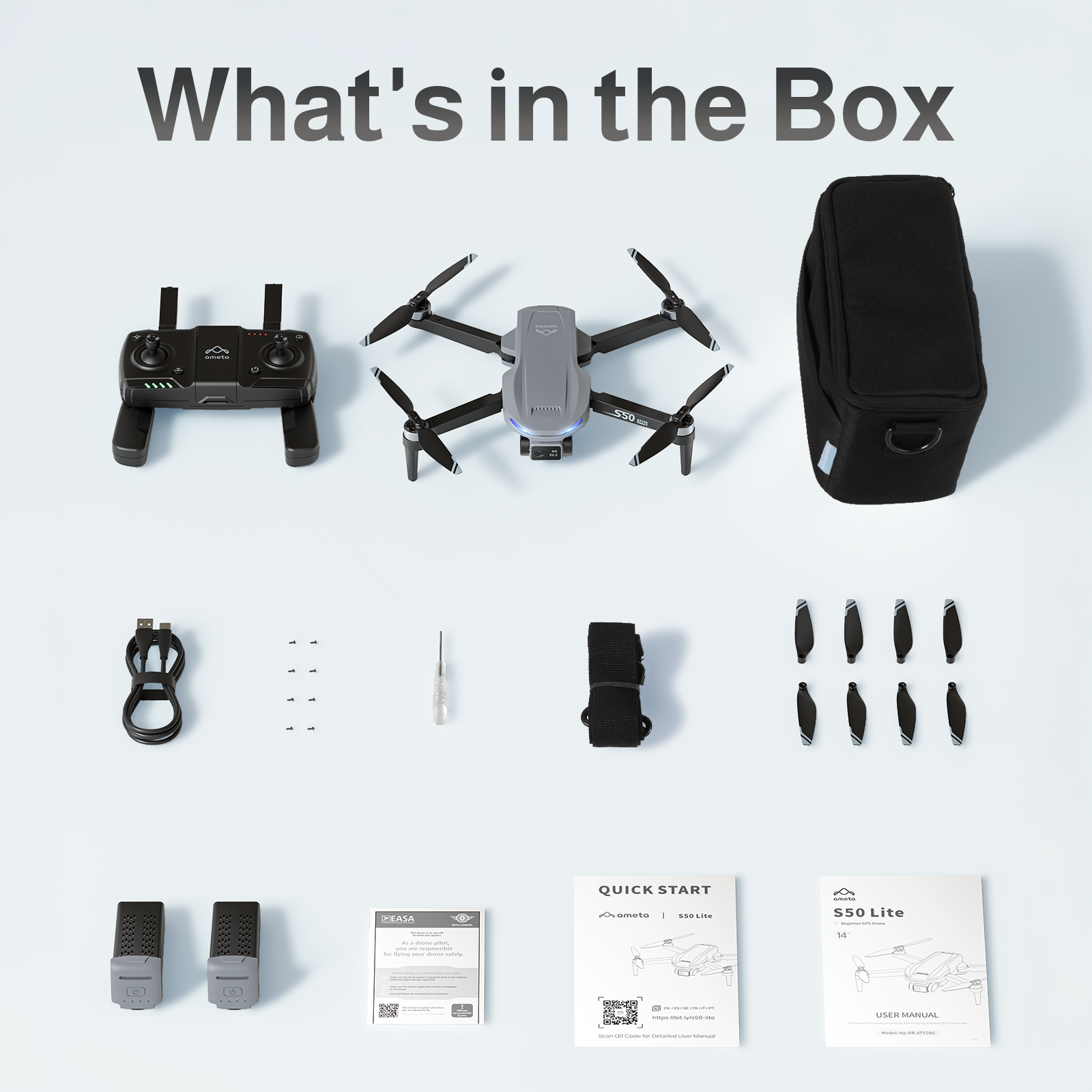 AMETA S50 LITE 4K Camera GPS Drone for Beginner